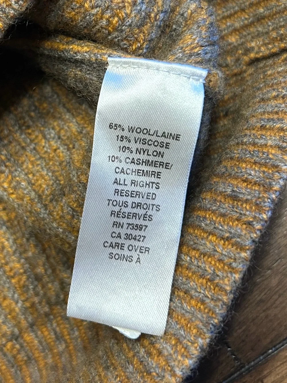 RAFFI Wool Cashmere Blend Sweater Men's Size XXL MSRP $285 Mustard Tan